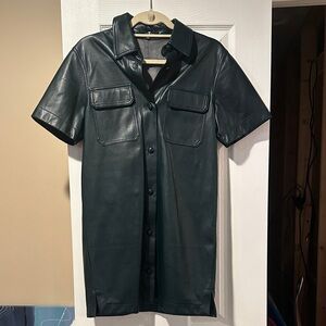 7 For All Mankind Black Leather Shirt Dress